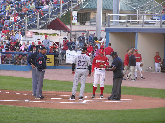 Managers meet at Home Plate - Commerce Bank Park